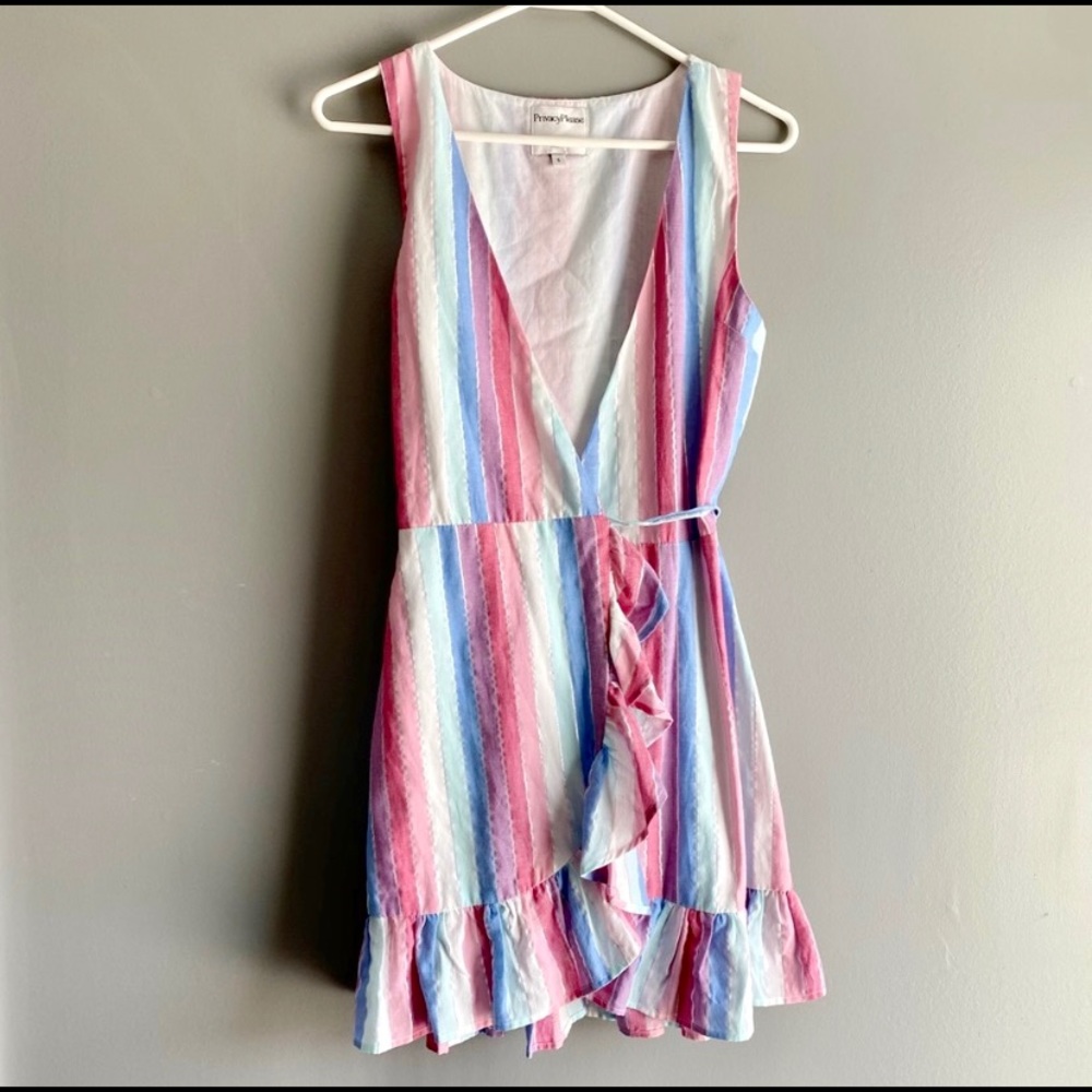 Privacy Please Ryan Striped Ruffle Wrap Dress - image 2